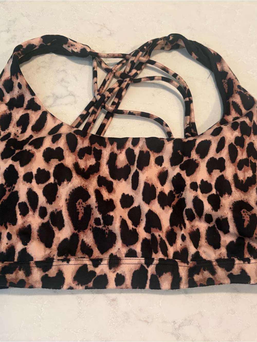 Victoria Secret Leopard Print Strappy Sports Bra - Brown/Black size M